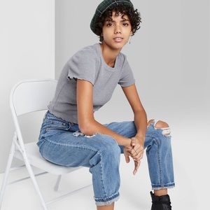 Woman’s Short Sleeve Thermal Baby T-Shirt - Wild Fable. Heather Gray.